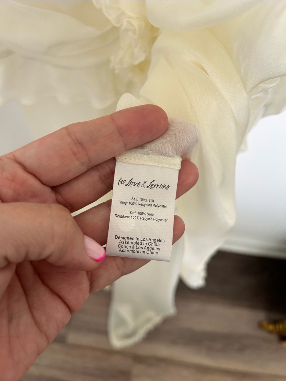 For Love & Lemons Bridal Ruched Satin Puff Sleeve Mini Dress Ivory S - Picture 10 of 16